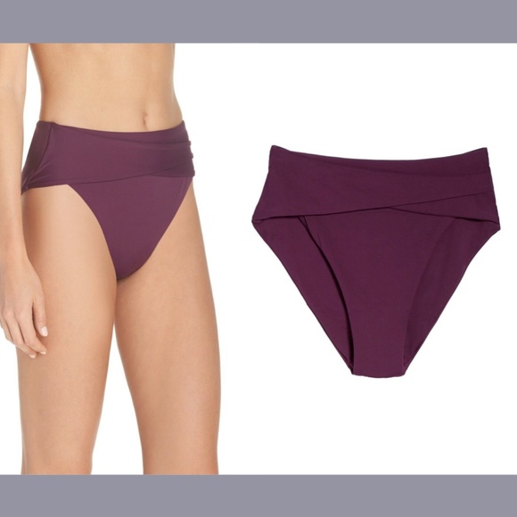 NEW Becca Color Code‎ Crossover High Waist Bikini Bottoms Merlot [ Small ] - Picture 3 of 11